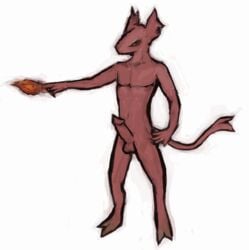 1boy artist_request balls color colored demon demon_boy fire fire_imp magic male male_focus male_only naked naked_male nude nude_male penis red_body red_tail simple_background tail terraria testicles white_background