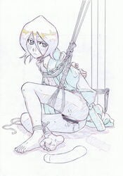 barefoot bleach bondage censored feet female female_only hayashibara_hikari human kuchiki_rukia pussy solo solo_focus tagme toes