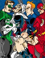 4boys barry_allen bulge bulge_grab dc elongated_man erection flaccid gay green_lantern green_lantern_corps hal_jordan imminent_anal imminent_rape imminent_sex justice_league male male_only multiple_boys multiple_males pants_down tagme the_flash torn_pants victor_hodge yaoi