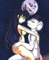 anthro biker_mice_from_mars bishoujo_senshi_sailor_moon black_hair breasts color crossover female fur furry hair human interspecies long_hair male medium_breasts mouse muscle night nude outdoors rei_hino round_ears side_view sitting straight veebunny vinnie_(bmfm) white_fur