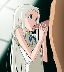 1boy 1girls anohana:_the_flower_we_saw_that_day censored clothing dress female male meiko_honma oral_sex solo_focus tagme young