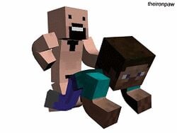 3d anal animated animated_gif gay gif male male_only minecraft mojang multiple_boys multiple_males notch notch_(minecraft) steve_(minecraft) tagme theironpaw yaoi