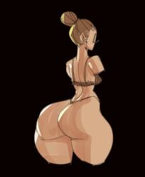 animated armless big_ass big_butt bikini curvy eyelashes female hair_bun highleg_panties inputwo legless narrow_waist rotation short_hair sketch small_breasts solo thick_thighs thigh_gap thin_waist thong_bikini tied_hair wasp_waist wide_hips