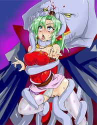 1girls 6rinne aqua_eyes asphyxiation breasts cape censored dissidia drool earrings erect_nipples female final_fantasy final_fantasy_vi green_hair guro hair_ornament illithid jewelry mind_flayer monster monster_on_female pussy pussy_juice rape restrained skirt_lift strangling tentacles terra_branford thighhighs tongue tongue_out vaginal