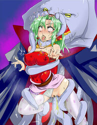 1girls 6rinne aqua_eyes asphyxiation blood breasts cape censored death dissidia drool earrings erect_nipples female female_death final_fantasy final_fantasy_vi green_hair guro hair_ornament illithid jewelry mind_flayer monster monster_on_female pussy pussy_juice rape restrained skirt_lift strangling tentacles terra_branford thighhighs tongue tongue_out vaginal