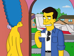 blue_hair breasts color curly_hair door exposed_breasts female glasses hair human long_hair male marge_simpson mel_gibson plane skin sunglasses the_simpsons vehicle yellow_skin