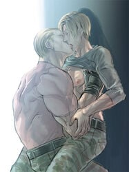 capcom gay jack_krauser kissing leon_scott_kennedy male male_only multiple_males resident_evil resident_evil:_the_darkside_chronicles resident_evil_4 unknown_artist yaoi