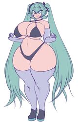 1girls alternate_breast_size aqua_eyes aqua_hair ass big_ass big_breasts big_butt bikini bimbo bimbofication black_legwear bottom_heavy bra breasts breasts_bigger_than_head butt criss-cross_halter detached_sleeves elbow_gloves fat female female_only gloves hatsune_miku headphones headset high_heels hips huge_ass huge_breasts huge_butt imcoffeecakes large_ass large_breasts large_butt necktie plump simple_background skindentation solo solo_female thick thick_ass thick_thighs thighhighs thighs twintails very_long_hair vocaloid vocaloid_4 wedge_heels white_background wide_hips