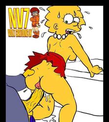 1boy 1girls abraham_simpson ass color cum erection female hanna-barbera human human_only lisa_simpson male nev nipples penis scooby-doo straight teeth the_simpsons toony veiny_penis velma_dinkley yellow_body yellow_skin