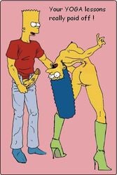 bart_simpson blue_hair clothing color curly_hair female hair high_heel_boots high_heels human incest long_hair male marge_simpson straight the_fear the_simpsons