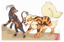 2011 2boys arcanine black_hair black_hair_bottom color domination fennec fennec_(artist) feral fur furry furry_only gay horns houndoom interspecies light_hair_on_dark_hair male male_only multiple_males nintendo nude pokemon pokemon_(species) side_view source_request tagme white_hair white_hair_on_black_hair white_hair_top yaoi