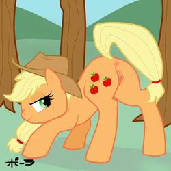 applejack_(mlp) balddumborat earth_pony equine female female_only feral friendship_is_magic fur hat mostly_nude my_little_pony pony presenting_hindquarters pussy solo tagme