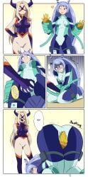 2girls cameltoe comic crotch_grab cuntbusting female_only femsub hadou_nejire hadou_nejire_(hero_outfit) hero_outfit_(mha) monkeeman0918 mount_lady multiple_girls my_hero_academia nejire_hado nejire_hado_(hero_outfit) pussy_squeeze squeezing_pussy takeyama_yuu yuri yuu_takeyama