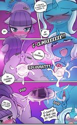 ahe_gao blush cum cum_in_pussy cum_inside cumdrip dialogue friendship_is_magic lumineko maud_pie maud_pie_(mlp) my_little_pony orgasm rock source_request text trixie_(mlp) trixie_lulamoon year_request