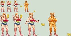 1girls bimbo casetermk cat_ears cat_tail catgirl female female_only high_heels nami one_piece one_piece_film_strong_world pixel_art pre-timeskip transformation