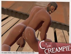 1boy 3d all_fours backsack creampie cum_in_ass cum_on_ass dark-skinned_male demoman dreamandnightmare eye_patch facial_hair feet_out_of_frame flaccid garry's_mod large_testicles leaking_cum legs_apart looking_at_viewer looking_back male male_only presenting_ass scars solo team_fortress_2 watch_cap yaoi