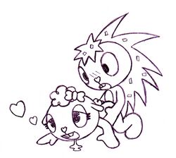 1boy 1boy1girl 1girls drool drooling female flaky_(htf) happy_tree_friends lammy_(htf) male rule_63 straight tagme