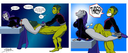 beast_boy dc dc_comics dcau female hetero huge_cock impossible_fit rachel_roth raven_(dc) selrock stomach_bulge teen_titans