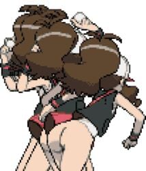 animated ass bl-as bottomless edit edited edited_image female gif hilda_(pokemon) human human_female human_only light-skinned_female light_skin looking_away loop looping_animation no_panties pixel_art pokemon ponytail pubic_hair sprite sprite_edit transparent_background