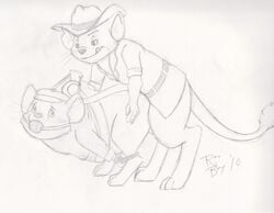 2010 2boys ball_gag bernard_(the_rescuers) bondage disney gag gagged gay jake_(the_rescuers) male male_only monochrome roo_boy rough_sketch tagme the_rescuers the_rescuers_down_under yaoi