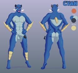 1boy 2017 abs anthro anthrofied ass balls big_penis cute_fangs cyan_(skybluefox) deadpliss digitigrade erection facial_hair fan_character front_view hands_on_hips humanoid_penis ipan male male_only mammal marine model_sheet moustache multiple_angles muscular mustelid navel nintendo nipples nude otter penis pokémorph pokemon red_eyes samurott solo standing video_games