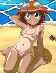 amano_madoka anime_nose beyblade huge_eyes metal_fight_beyblade swimsuit tagme tanline