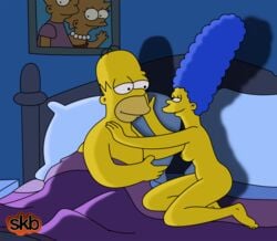 bald bed blue_hair female homer_simpson human male marge_simpson married skb straight tagme the_simpsons