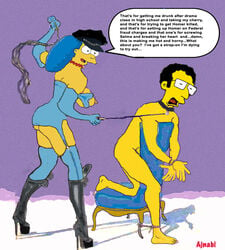 ajnabi artie_ziff bondage bound chair clothing color dominatrix female femdom high_heel_boots high_heels human imminent_sex male malesub marge_simpson rapist rapist_official revenge the_simpsons whip whipping