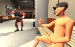 2boys 3d bench blackboard bucket cap clothed_male_nude_male cmnm dark-skinned_male demoman erection eye_patch facial_hair fully_clothed furei garry's_mod gay gesture handjob holding_penis human inviting_to_sex male male_only map mop multiple_boys nude scout sitting smile socks_and_shoes spread_legs team_fortress_2 testicles watch_cap watching_masturbation yaoi