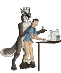 2011 anal_penetration anal_sex bill_gates chasington computer computer_looking_at_person crt cum_in_ass flaccid_penis flaccid_while_penetrated fur furry furry_on_human gay male_only microsoft microsoft_windows shoulder_rub suprised tagme windows_7 yaoi