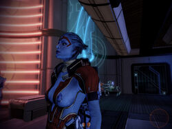 1girls 3d asari breasts female female_only keeper mass_effect samara screencap solo tagme