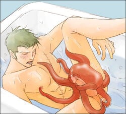 1boy anal bara bath bathtub bestiality cbt cephalopod cock_and_ball_torture cum double_anal double_penetration forced_yaoi gay glans green_hair human lowres male male/male male_on_male male_only male_rape_victim male_urethral_insertion multiple_insertions multiple_penetration nipple_squeeze nippleplay nipples nude octopodiform octopus octopus_tentacle one_piece penis rape roronoa_zoro scar sounding tentacle tentacle_on_male tentaclejob tentacles testicles tub uncensored urethral urethral_insertion urethral_penetration water wet yaoi zoophilia