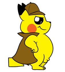 1boy belly black_eyes black_fur cape chubby clothing detective_pikachu detective_pikachu_(series) feet flaccid furry half-closed_eyes hand_on_hips hat long_ears looking_away male_only mostly_nude nintendo nishi no_nipples paws penis pikachu pokémon_(species) pokemon pokemon_detective_pikachu pokemon_rgby rodent side_view small_penis smile solo standing tail testicles trenchcoat video_games white_background wide_hips yellow_fur