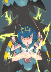 1boy 1girls animal_genitalia azul_lazul censored electric electric_shock electricity electro electrocution electrostimulation female feral feral_on_female feral_on_human forced_orgasm human lana_(pokemon) luxray male mob_face mosaic_censoring open_mouth orgasm pokémon_(species) pokemon pokemon_(species) pokemon_sm sex shock shocked shocking sparks straddling