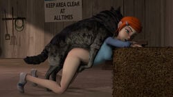 1girls 3d artorias_(artist) ben_10 bestiality cartoon_network doggy_style green_eyes gwen_tennyson orange_hair source_filmmaker wolf zoophilia