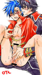 cape gay handjob kamina male penis simon_(tengen_toppa_gurren_lagann) tagme tengen_toppa_gurren_lagann yaoi