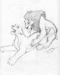 anthro disney furry lynx_girl_(artist) monochrome rape rough_sketch sarabi scar tagme the_lion_king