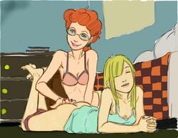 blonde_hair bra couple disney duo female fingering g.f.d. glasses multiple_females multiple_girls nicky_anais_little painted_nails pepper_ann pepper_ann_pearson red_hair red_nails small_breasts yuri