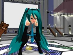 blush crossed_eyes hatsune_miku looking_at_viewer looking_pleasured onstage pedobear pee peeing peeing_self piss pissing rolling_eyes tagme vocaloid watersports