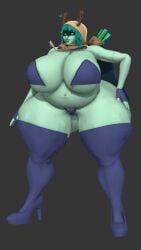 3d adventure_time big_ass big_breasts chubby_female green_eyes green_hair green_skin huntress_wizard rojo84 rojo_parasito