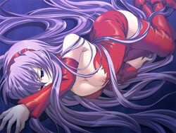 answer_dead clothing female game_cg le_chocolat long_hair nipple nipples purple_hair solo