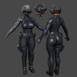 1girls 3d_(artwork) apulaz ass breasts charlotte_graves clothing crossbowpussycat halo_(series) headgear hips large_ass large_breasts orange_hair render simple_background thick_thighs thighs