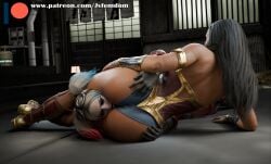 2girls 3d absurd_res amazon armored_female arrogant ass ass_up batman_(series) beaten black_hair blender catfight choking cling clothed clothed_female dc dc_comics defeated diana_prince dominant dominant_female domination dominatrix female female_domination femdom fully_clothed harley_quinn harley_quinn_(injustice) head_between_thighs headscissors helpless highres humiliated humiliating humiliation injustice_2 jpeg jvfemdom legs lezdom light-skinned_female light_skin long_hair looking_pleasured muscular muscular_thighs non-nude passed_out pinned pinned_down round_ass round_butt sadism sadistic sadistic_female short_hair smile smirk smug smug_face smug_grin submission submission_hold submissive suffocation superheroine twintails utter_domination villain villainess wonder_woman wonder_woman_(injustice) wonder_woman_(series) wrestling