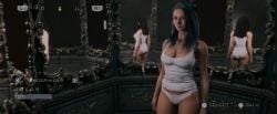 1girls 2025 ass black_hair cleavage code_violet female female_protagonist light-skinned_female light_skin low_res low_resolution mirror no_ai panties playstation solo tank_top teamkill_media video_games violet_sinclair white_clothing white_panties white_tank_top