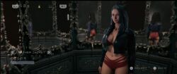 1girls 3d belly black_clothing black_hair black_jacket code_violet female female_protagonist jacket light-skinned_female light_skin lingerie low_res low_resolution mirror navel no_ai playstation red_lingerie red_panties screencap screenshot solo teamkill_media video_games violet_sinclair