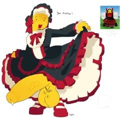 artist_name bald balls big_penis dress femboy large_penis lifting_skirt lolita_fashion male oc penis penis_out precum reference_image roblox roblox_avatar robloxian standing tagme toari yellow_skin