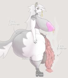 anthro ass_bigger_than_head big_balls big_butt big_lips black_nails cock collar ear_piercing erburn evil_container eyebrow_piercing eyeliner fishnet_legwear fishnets flared_penis futanari gold_jewelry gray_fur helluva_boss horsecock horsecock_futa horsecock_on_humanoid hyper_butt hyper_penis lip_ring long_hair loona_(helluva_boss) meme_reference musk musk_clouds musky_cock nipple_piercing platform_heels red_eyes solo spiked_collar tail text thick_thighs