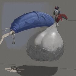 absurd_res ace0t0nic anthro ball_bulge balls big_balls big_penis bodily_fluids bone cock_vore cum death digestion fatal_vore genital_fluids genitals gurgling_balls hi_res huge_balls huge_cock hyper hyper_balls hyper_genitalia hyper_penis machine male male_pred mass_vore nude open_mouth penile penis protogen robot simple_background smile smirk solo sound_effects tail tongue vein veiny_penis vore