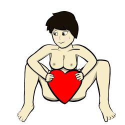 1futa censored crafterb crafterb_(artist) dickgirl heart_pillow large_breasts nonbinary solo transfem