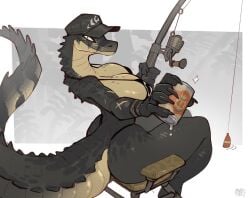 2025 alligator alligatorid anthro arm_scar baseball_cap beer big_ass big_breasts big_butt big_nipples bikini black_body black_scales breasts brown_body brown_scales can cap claws clothing container crocodile crocodilian fat_ass female fishing fishing_hook fishing_line fishing_net fishing_rod foresttherotten hat headgear headwear hi_res huge_ass huge_breasts huge_butt huge_nipples large_ass large_breasts large_butt large_nipples looking_at_viewer multicolored_body multicolored_scales nipple_bulge nipples nipples_visible_through_clothing reptile scales scalie scar sitting solo swimwear tail thick_thighs tone_body tone_scales twitter_link two two-piece_swimsuit wide_hips